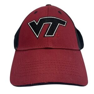 Virginia Tech Hokies VT Embroidered Baseball Cap Burgundy Black Adjustable Strap